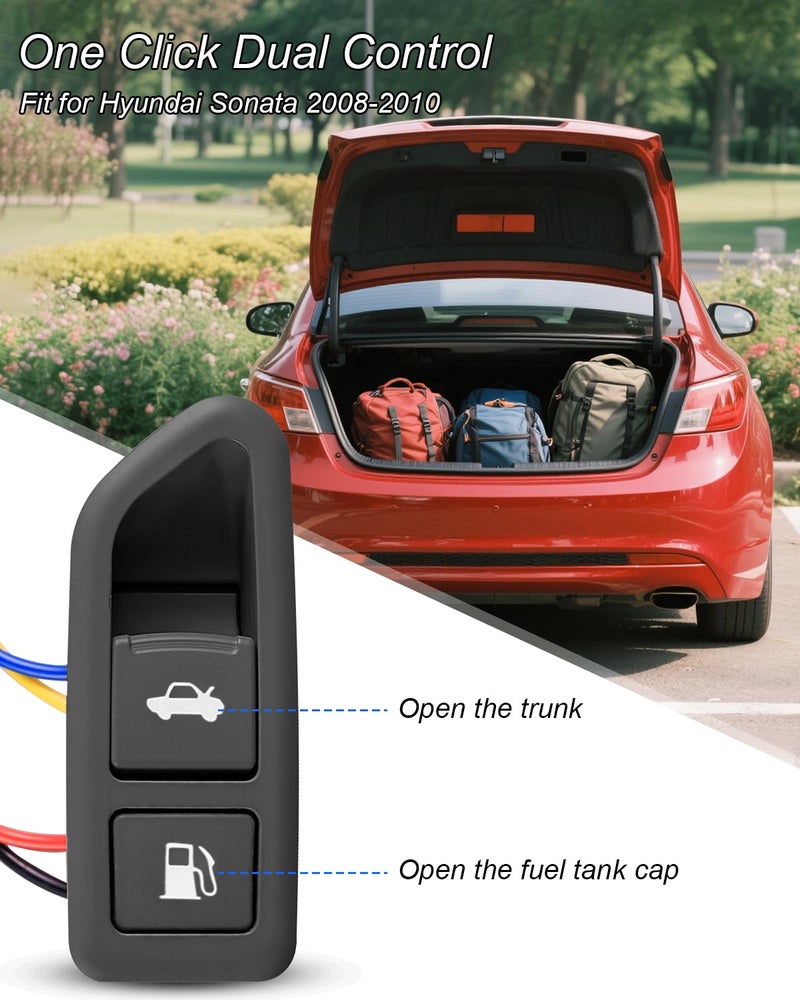 HUQUZN Trunk Lid Switch Fuel Door Opener Fit for Hyundai Sonata 2008-2010, Replace 935553K500 93555-3K500, Black Release Button - Image 4