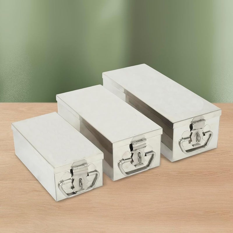 Jayco Stainless Steel Long Storage Boxes Container for Auto Parts/Spares for Hardware Shop (Set of 3 pieces) Size - 8 Inch, 10 Inch, 12 Inch - Image 2