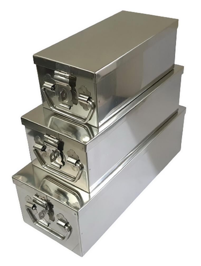 Jayco Stainless Steel Long Storage Boxes Container for Auto Parts/Spares for Hardware Shop (Set of 3 pieces) Size - 8 Inch, 10 Inch, 12 Inch - Image 3