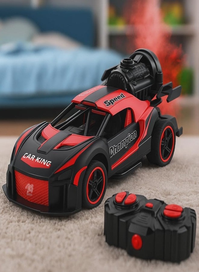Storio Rechargeable Remote Control Metal Die-Cast Racing Car with Real Smoke Effect | Pull Back RC Sports Car for Kids | Durable, Stylish & Fun Vehicle for Boys - Black - Image 4