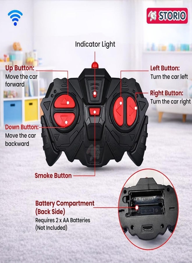 Storio Rechargeable Remote Control Metal Die-Cast Racing Car with Real Smoke Effect | Pull Back RC Sports Car for Kids | Durable, Stylish & Fun Vehicle for Boys - Black - Image 3