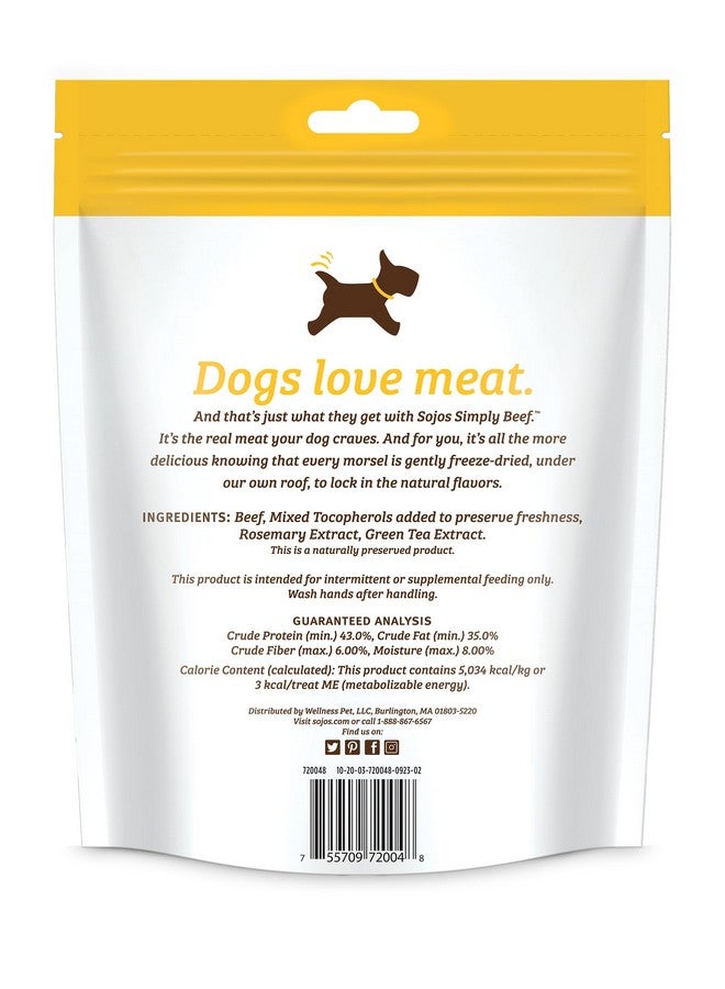 سوجوز طعام سوجوس الطبيعي للحيوانات الأليفة، مكافآت الكلاب المجففة بالتجميد، بنكهة لحم البقر البسيط، 4 أونصة، أصفر - Image 2