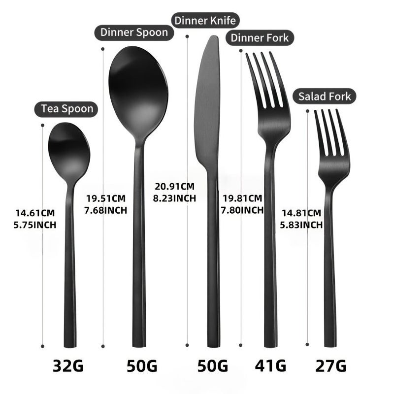 40 Piece Golden Stainless Steel Cutlery Set Rectangular Handle Flatware for 8 Dishwasher Safe Wedding Home Hotel Daily Restaurant Event Housewarming - Image 3