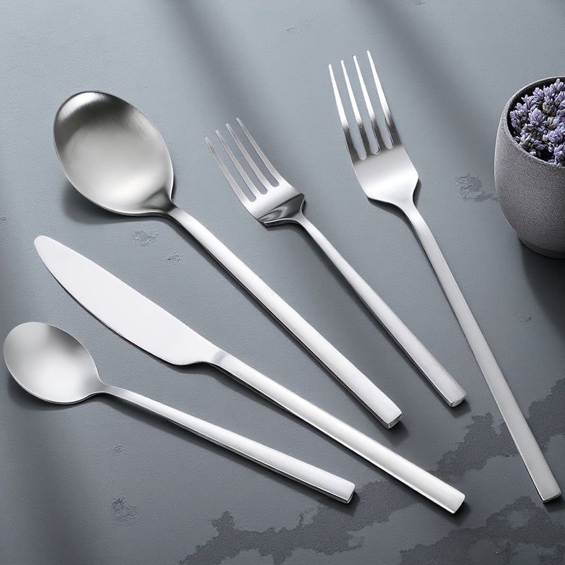 40 Piece Golden Stainless Steel Cutlery Set Rectangular Handle Flatware for 8 Dishwasher Safe Wedding Home Hotel Daily Restaurant Event Housewarming - Image 5