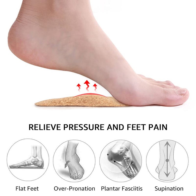 Dr.Foot Dr. Foot's Arch Support Shoe Insoles for Flat Feet, Gel Arch Inserts for Plantar Fasciitis, Adhesive Arch Pad for Relieve Pressure and Feet Pain- 3 Pairs (Cork, 3 Count (Pack of 1)) - Image 4