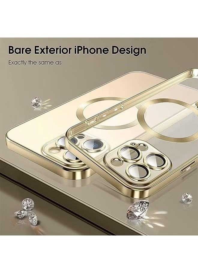 Ocean iPhone 15 Pro Max Case (Gold), TPU Material, Anti Scratch And Shockproof, With Electroplated Magnetic Attraction, Camera Lens Full Protection, Compatible With MagSafe Wireless Charging - Image 2