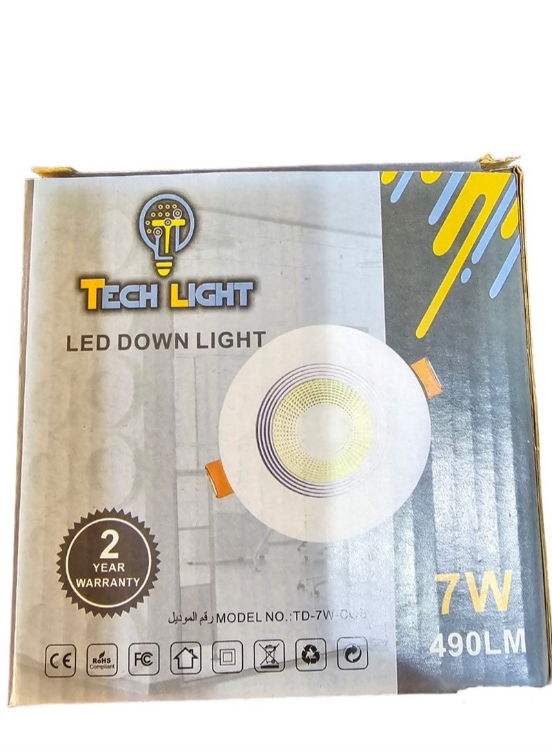 تيك لايت كشاف كوب ليد 7 وات ثلاث إضاءات (سبوت لايت) فتحة سقف جودة ممتاوة  (7سم) مجموع 10حبات - Image 3