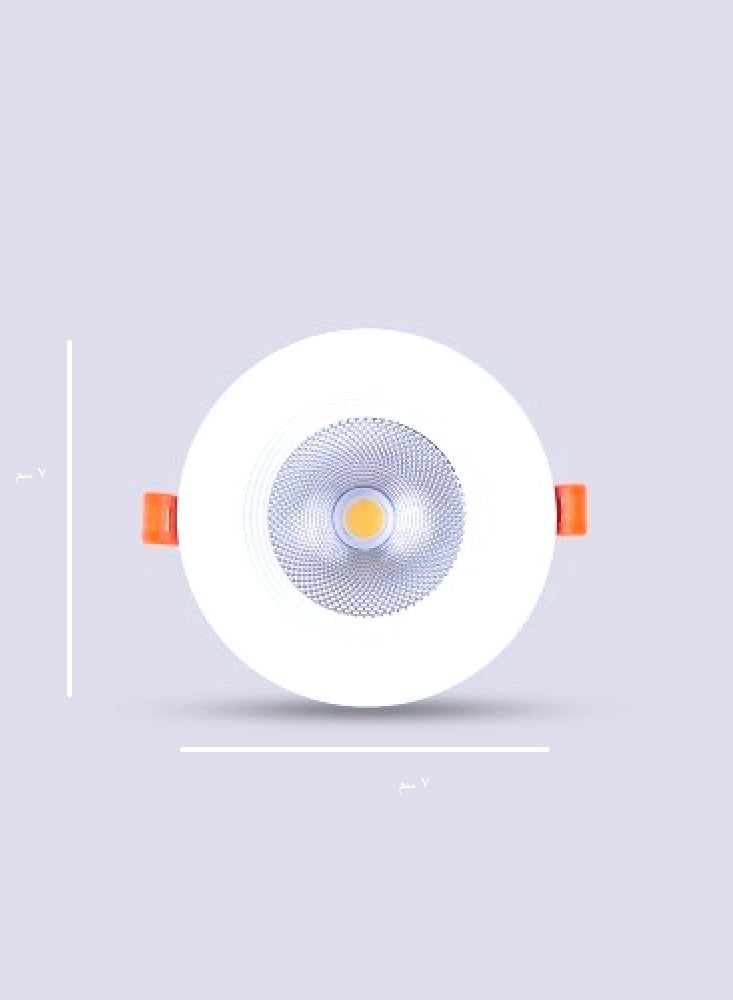 تيك لايت كشاف كوب ليد 7 وات ثلاث إضاءات (سبوت لايت) فتحة سقف جودة ممتاوة  (7سم) مجموع 10حبات - Image 2