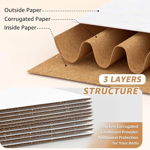 EXYGLO 30 Pack 9x6x4, 10x7x5, 11x6x6 Assorted Sizes Shipping Boxes for Small Business, Each Size 10 Pack, White Corrugated Cardboard Small Box for Packaging, Moving, Mailing, and Storing - Image 4