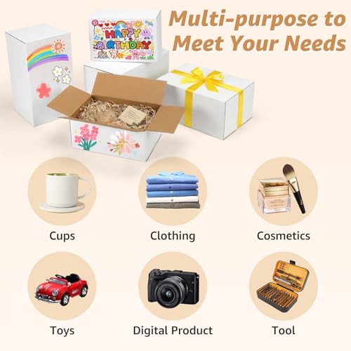 EXYGLO 30 Pack 9x6x4, 10x7x5, 11x6x6 Assorted Sizes Shipping Boxes for Small Business, Each Size 10 Pack, White Corrugated Cardboard Small Box for Packaging, Moving, Mailing, and Storing - Image 5