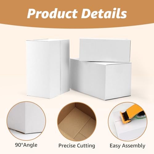 EXYGLO 30 Pack 9x6x4, 10x7x5, 11x6x6 Assorted Sizes Shipping Boxes for Small Business, Each Size 10 Pack, White Corrugated Cardboard Small Box for Packaging, Moving, Mailing, and Storing - Image 3