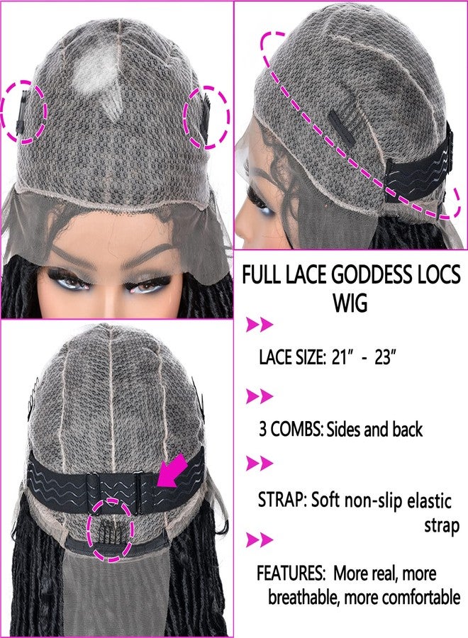 Annivia Faux Locs Braided Wigs for Black Women Full Lace Goddess Faux Locs Dreadlock Wigs with Baby Hair Soft Knotless Crochet Synthetic Lace Twist wig with Wave Curly Ends 32Inch - Image 5