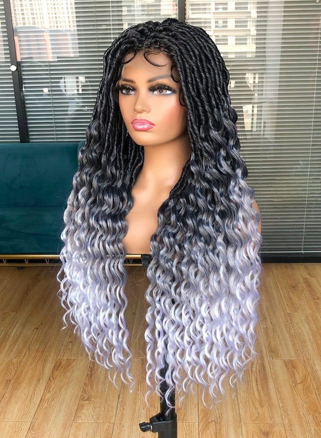 Annivia Faux Locs Braided Wigs for Black Women Full Lace Goddess Faux Locs Dreadlock Wigs with Baby Hair Soft Knotless Crochet Synthetic Lace Twist wig with Wave Curly Ends 32Inch - Image 3