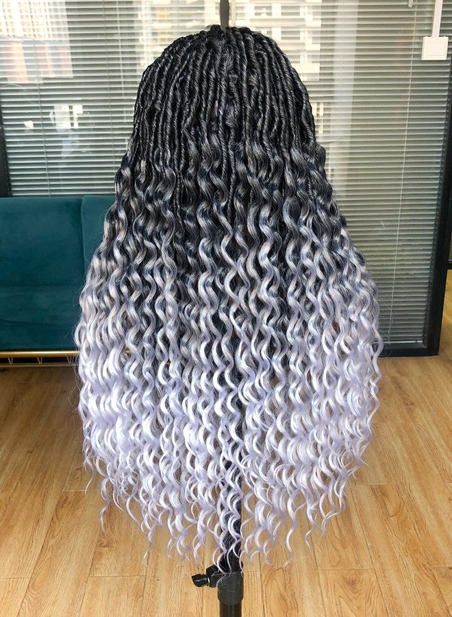Annivia Faux Locs Braided Wigs for Black Women Full Lace Goddess Faux Locs Dreadlock Wigs with Baby Hair Soft Knotless Crochet Synthetic Lace Twist wig with Wave Curly Ends 32Inch - Image 4