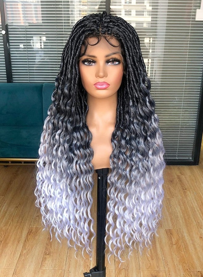 Annivia Faux Locs Braided Wigs for Black Women Full Lace Goddess Faux Locs Dreadlock Wigs with Baby Hair Soft Knotless Crochet Synthetic Lace Twist wig with Wave Curly Ends 32Inch - Image 1