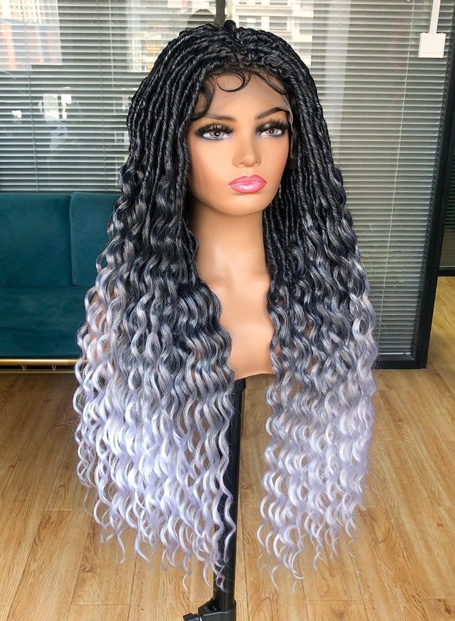 Annivia Faux Locs Braided Wigs for Black Women Full Lace Goddess Faux Locs Dreadlock Wigs with Baby Hair Soft Knotless Crochet Synthetic Lace Twist wig with Wave Curly Ends 32Inch - Image 2