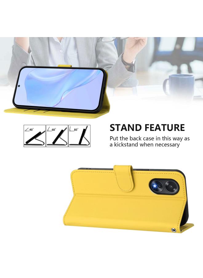 S-TOP Case For OPPO A38 4G / A18 4G Global Skin Feel Solid Color Leather Phone Case with Lanyard - Image 3