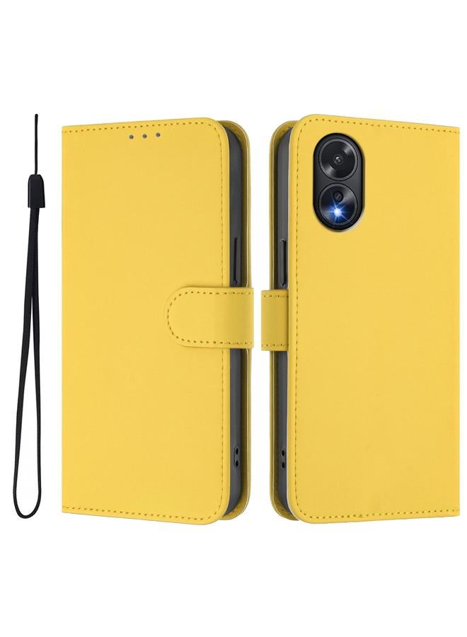 S-TOP Case For OPPO A38 4G / A18 4G Global Skin Feel Solid Color Leather Phone Case with Lanyard - Image 2