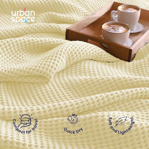 Urban Space 100% Cotton Waffle Throw Blanket, Soft Decorative Throw for Living Room, Sofa, Chair and Couch, Handmade,Reversible and Breathable Throw with Tassels (Size - 50 x 70 Inches, Beige)-200 TC - Image 3