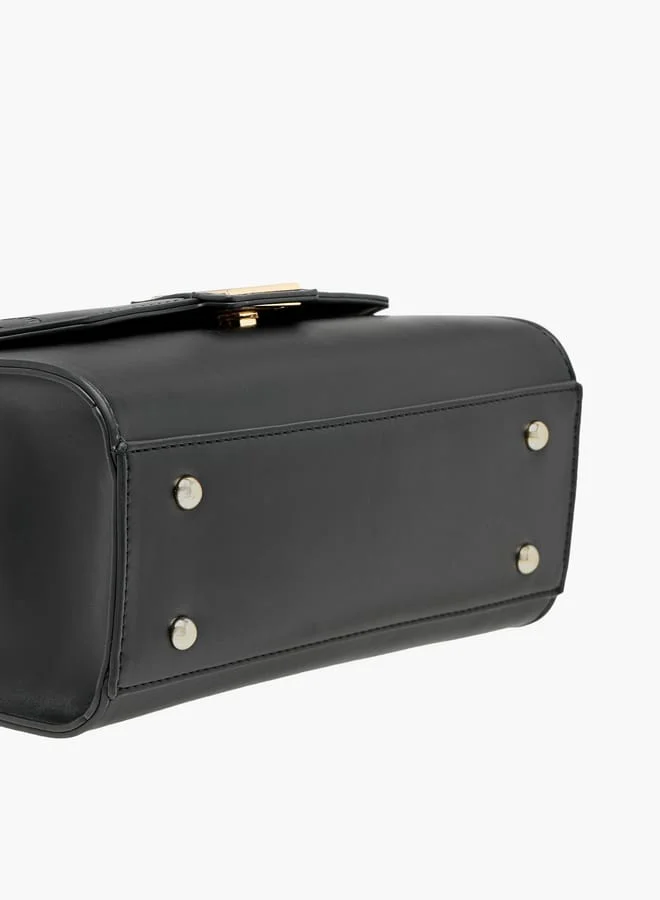 ايل Women Monogram Detail Satchel Bag with Detachable Strap and Flap Closure