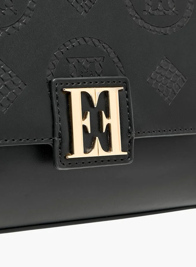 ايل Women Monogram Detail Satchel Bag with Detachable Strap and Flap Closure