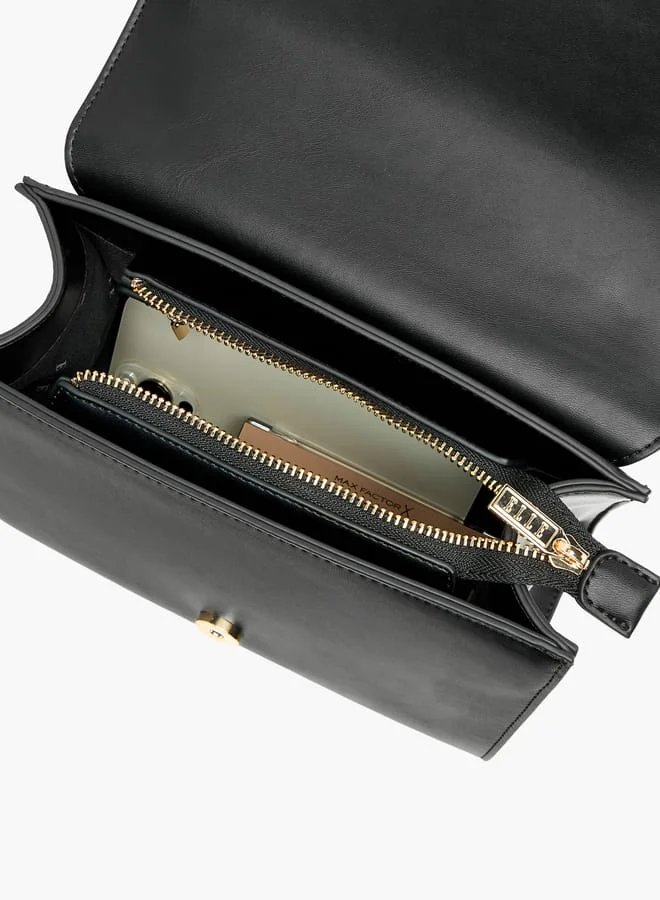 ايل Women Monogram Detail Satchel Bag with Detachable Strap and Flap Closure