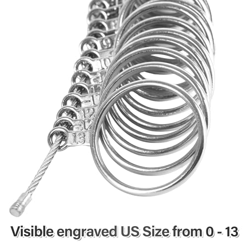 NuLink Ring Sizer Measuring Tool Stainless Steel Finger Rings Gauge 0-13 Sizing Measuring with Half Size 27 Pcs - Image 2