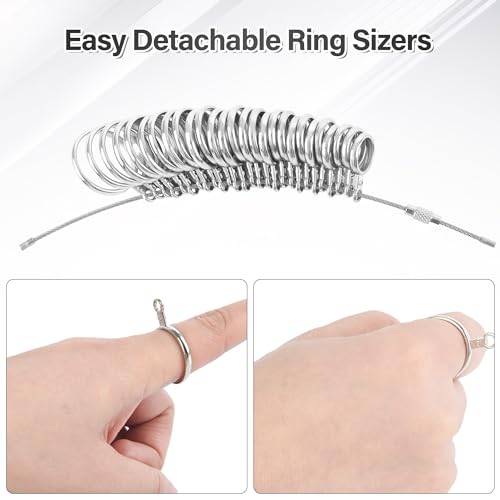 NuLink Ring Sizer Measuring Tool Stainless Steel Finger Rings Gauge 0-13 Sizing Measuring with Half Size 27 Pcs - Image 3
