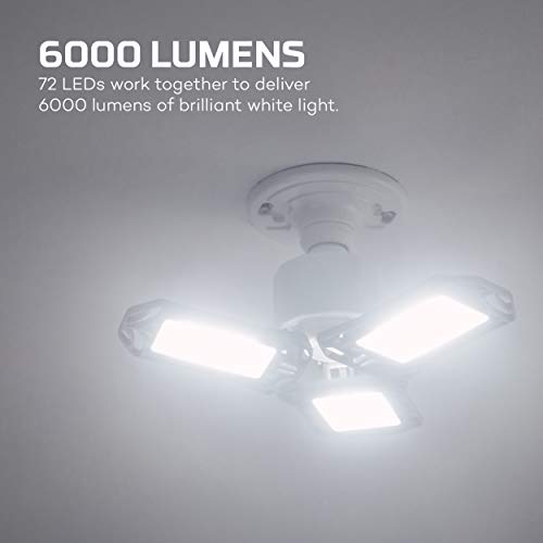 NEBO HIGH BRIGHT 6000 Garage Light | 6000 Lumens, Screws Into Standard Bulb Sockets, Adjustable Panels, Energy Efficient LED Shop Lights, No Rewiring Required, Great for Basements & Attics - Image 2