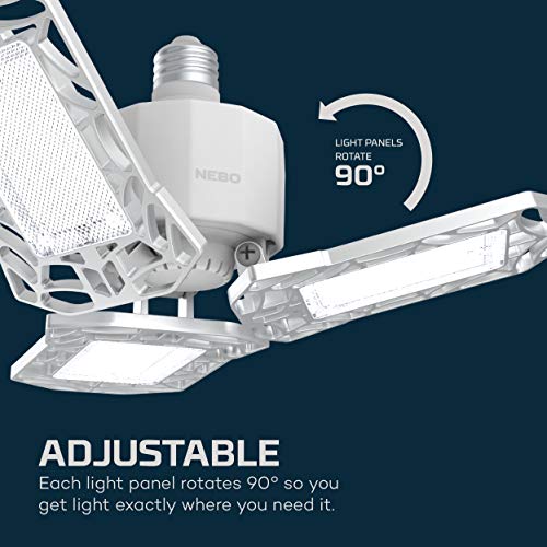 NEBO HIGH BRIGHT 6000 Garage Light | 6000 Lumens, Screws Into Standard Bulb Sockets, Adjustable Panels, Energy Efficient LED Shop Lights, No Rewiring Required, Great for Basements & Attics - Image 4