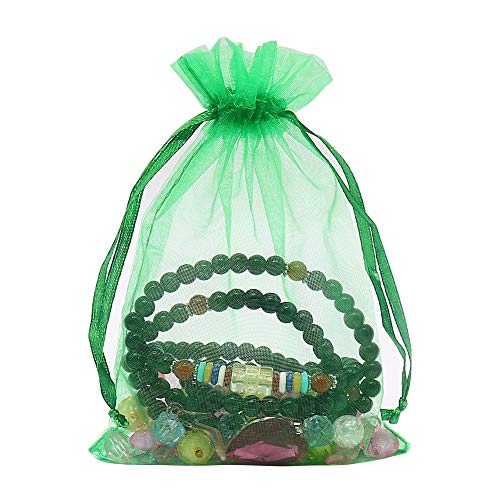 HRX Package 100pcs Organza Drawstring Bags Green, 4 x 6 inch Candy Mesh Gift Bags Jewelry Pouches Small Christmas Sachet - Image 4
