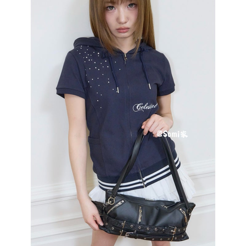 Luv is True American Vintage Rivet Zipper Shoulder Bag - Image 1
