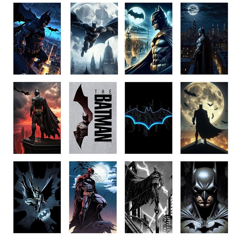 Posters Inc Posters Inc Set of 12 Batman Posters for Wall Wallart Item for Home Home Decor Items for Living Room Aesthetic Wall Stickers for Bedroom Birthday Gift for Men 300 GSM A4 Size Paper 