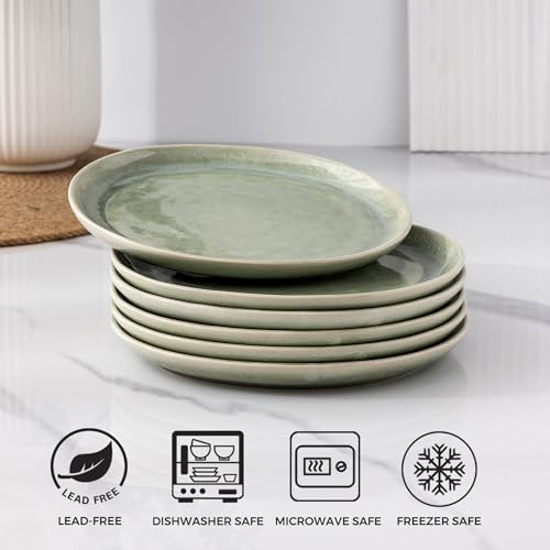 AmorArc Ceramic Plates Set of 6, 8.5 Inch Handmade Reactive Glaze Stoneware Plates set for Dessert, Salad, Appetizer,Dinner Microwave & Dishwasher Safe, Scratch Resistant - Image 2