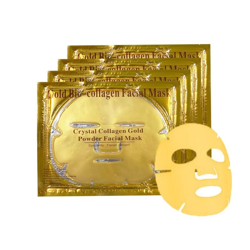 KRLZ 24K Gold Gel Facial Masks Collagen Crystal Sheet Patch For Anti Aging Puffiness Anti Wrinkle Moisturizing Deep Tissue Rejuvenation and Hydrates Skin5 Pcs - Image 1