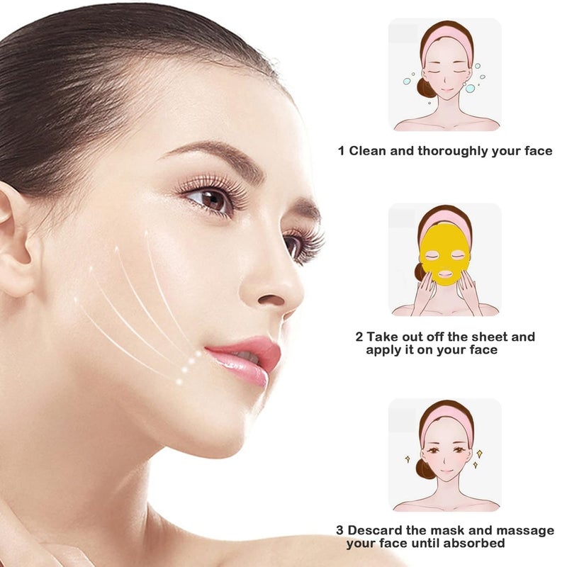 KRLZ 24K Gold Gel Facial Masks Collagen Crystal Sheet Patch For Anti Aging Puffiness Anti Wrinkle Moisturizing Deep Tissue Rejuvenation and Hydrates Skin5 Pcs - Image 4