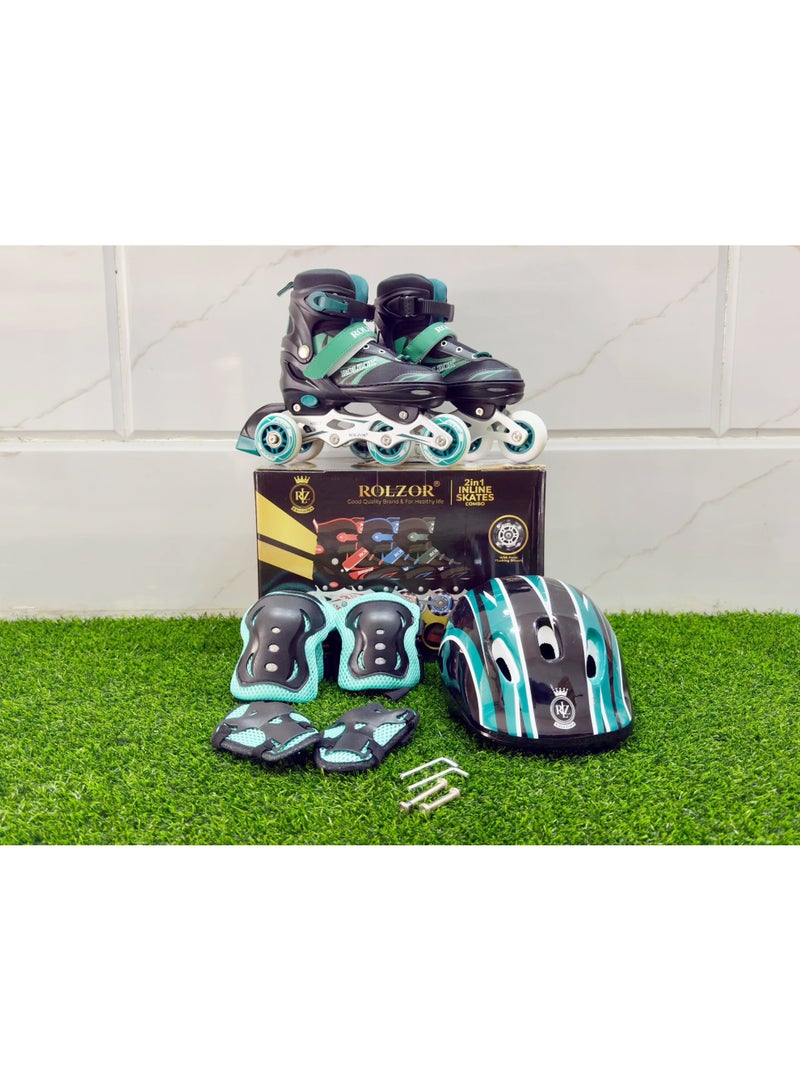 ROLZOR RZ-1700 Adjustable Inline Skates with Protective Gear | Comfortable, Durable & Smooth Ride for Kids and Adults - Image 1