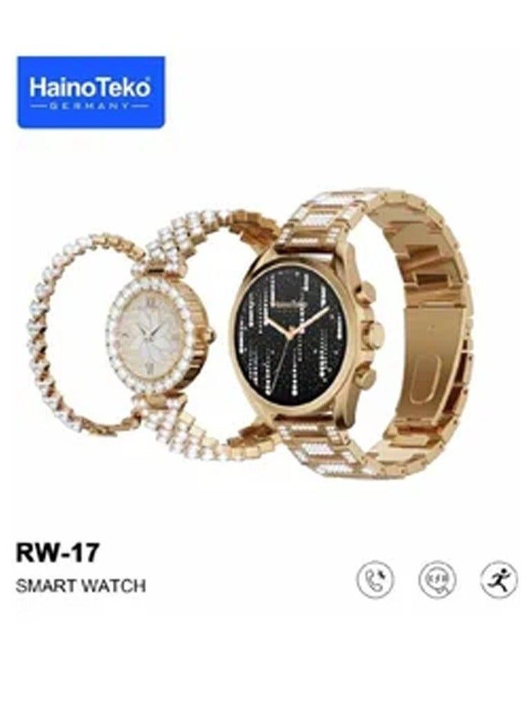Haino Teko Germany RW 17 Two Round watches Gold Edition with bangles combo for Women's and Girls - Image 2