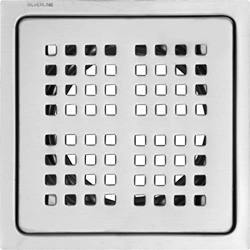 Silverline SILVER LINE Stainless Steel Bathroom Drain, Floor Jali, MATT Finish, Size 6" x 6" (SS4-150-1) - Image 1