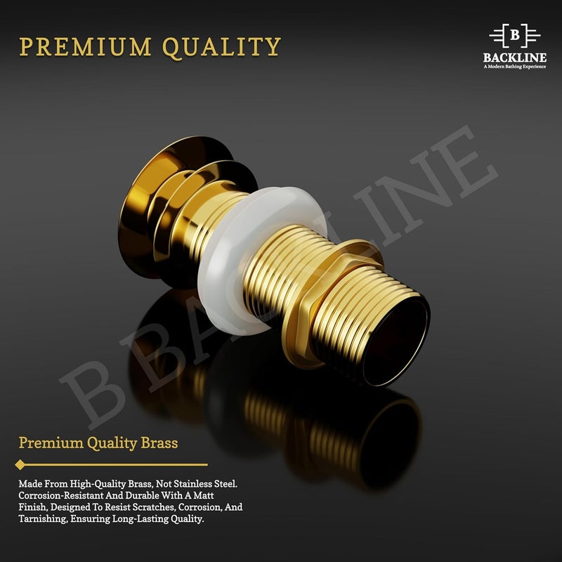 B Backline Brass 5Inch Pop up Waste Coupling for Wash Basin 32 MM Full Thread Waste Coupling For Basin Gold Glossy 5INCH - Image 2