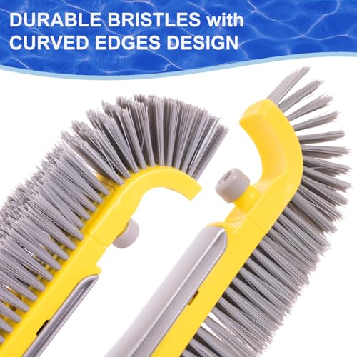POOLAZA 20'' Pool Brush, Heavy Duty Pool Brushes for Cleaning Pool Walls & Floors, Premium Pool Brush Head for Inground Pools with BPT Bristles & EZ Clip, Curved Ends High-Efficiency Pool Scrub Brush - Image 4