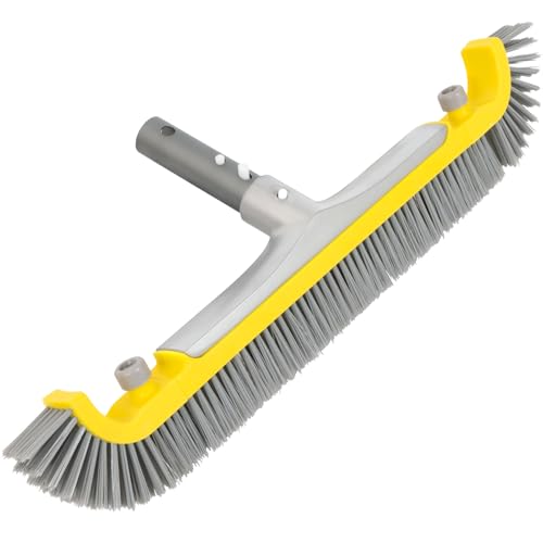 POOLAZA 20'' Pool Brush, Heavy Duty Pool Brushes for Cleaning Pool Walls & Floors, Premium Pool Brush Head for Inground Pools with BPT Bristles & EZ Clip, Curved Ends High-Efficiency Pool Scrub Brush - Image 1