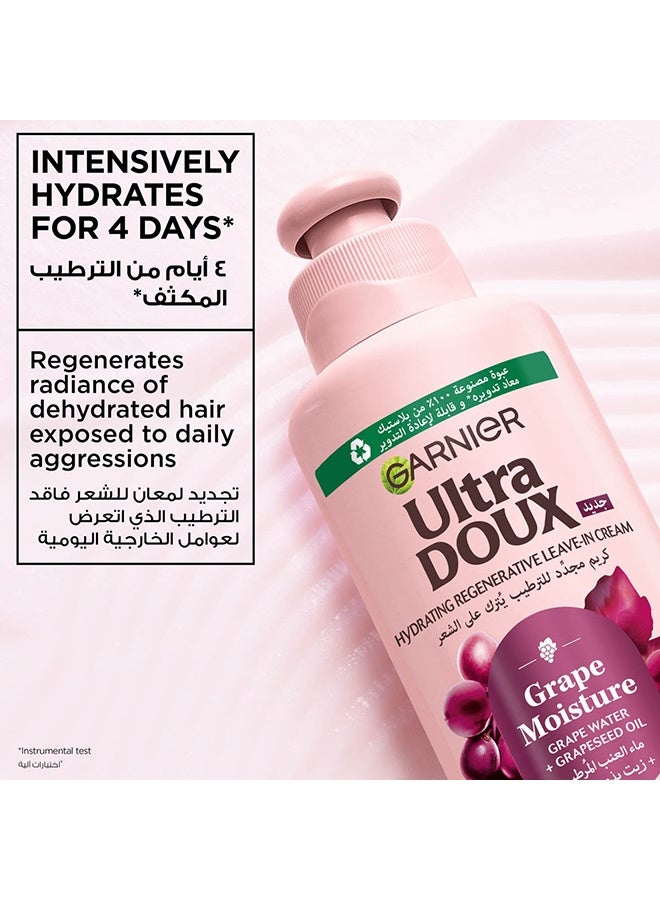garnier Ultra Doux Grape Moisture Hydrating Regenerative Leave-in Cream for Dehydrated Hair – 200ml - Image 3