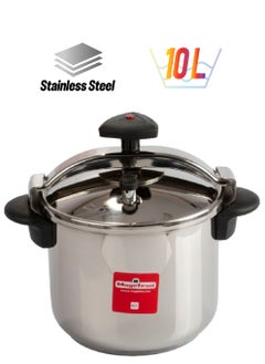 10Liters Stainless Steel Pressure Cooker Silver and Black 10 Liter 38201901 Silver and Black