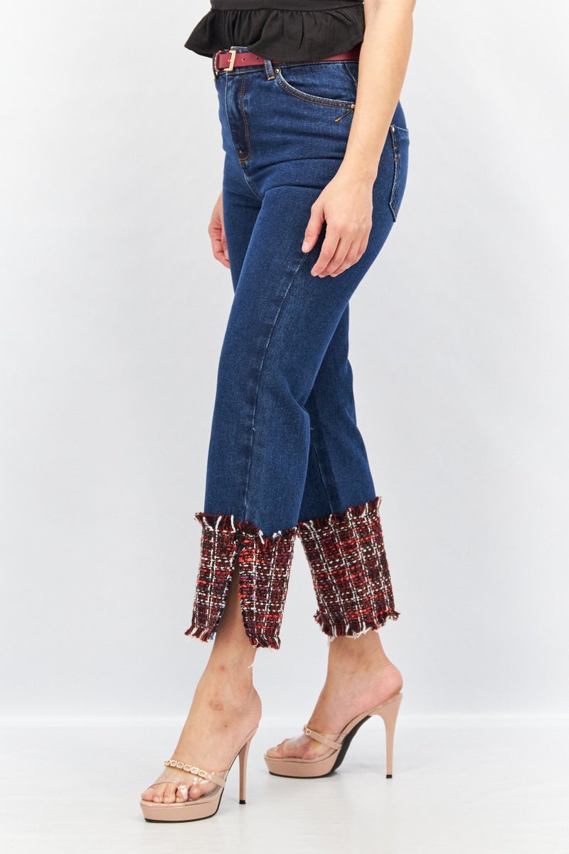 VERO MODA Women Straight Fit Dark Wash Non Stretchable Jeans, Navy - Image 2