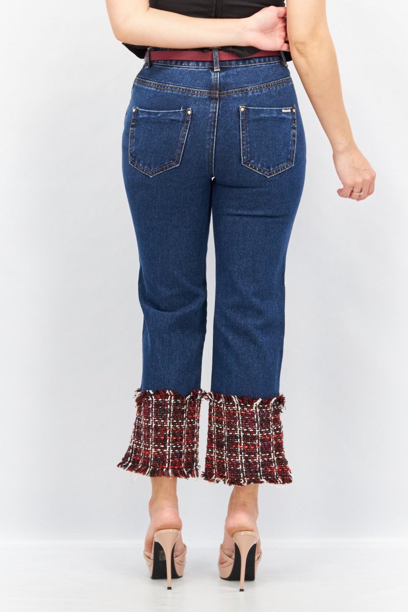 VERO MODA Women Straight Fit Dark Wash Non Stretchable Jeans, Navy - Image 3