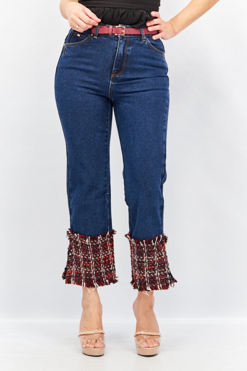 VERO MODA Women Straight Fit Dark Wash Non Stretchable Jeans, Navy - Image 1