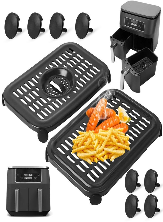 oecue Air Fryer Replacement Parts for Ninja Foodi DZ090 6QT DZ201 DZ100 8QT DualZone Air Fryers, 2 PCS Non-Stick Food Grade Air Fryer Accessories Grill Pan Plate Crisper Plate Rack Tray, Dishwasher Safe - Image 1