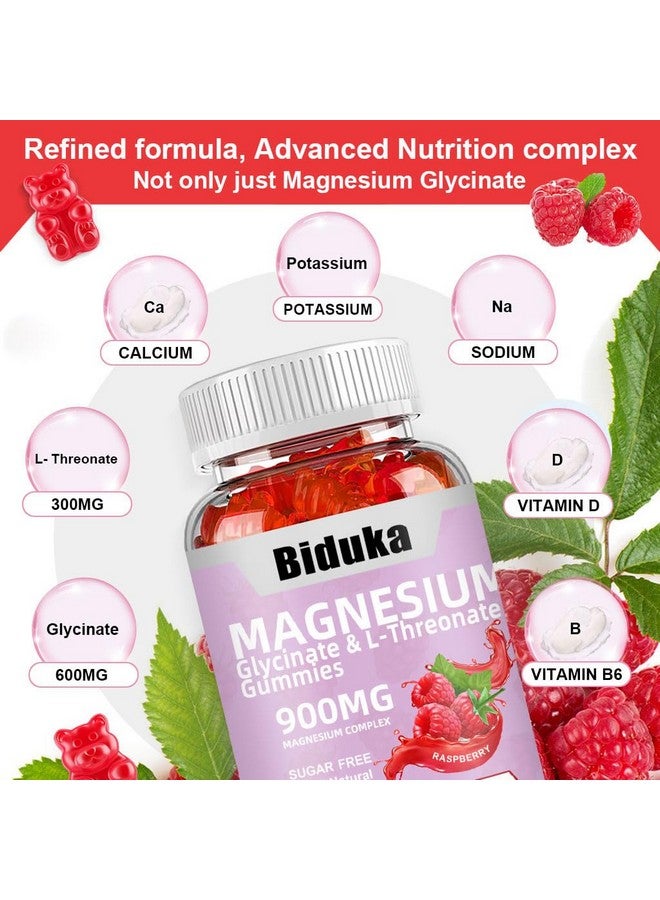 Generic Biduka 900mg Magnesium Complex 65 Raspberry Gummies, Sugar Free Magnesium Glycinate & L-Threonate Potassium Supplement with Vitamin D, B6, CoQ10 for Relaxation  - Image 5