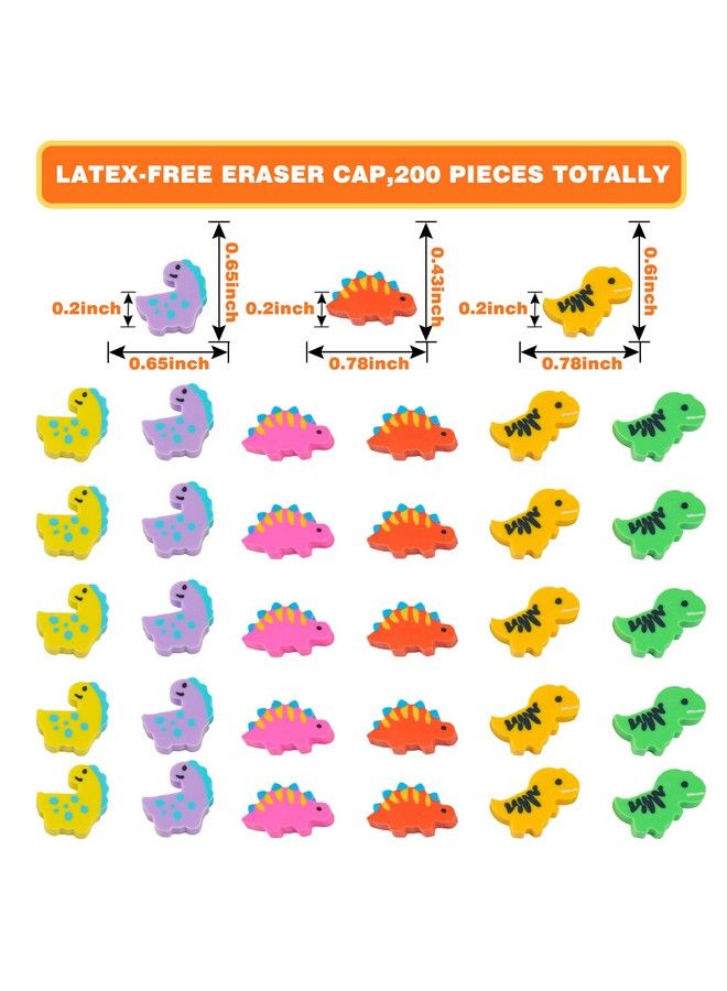 Kolewo4ever 200 Pieces Mini Dinosaur Erasers Bulk Small Pencil Erasers Latex Free Soft Erasers Pencil Erasers For For Classroom Homework Rewards Party Favors Gift Filling - Image 3